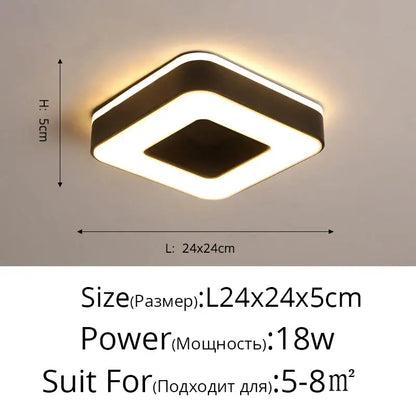 Modern white & black led ceiling light corridor minimalist design