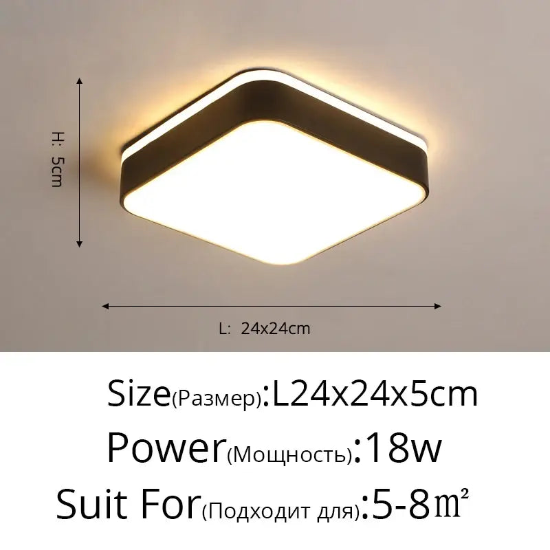 Modern white & black led ceiling light corridor minimalist design