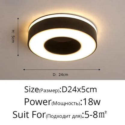 Modern white & black led ceiling light corridor minimalist design
