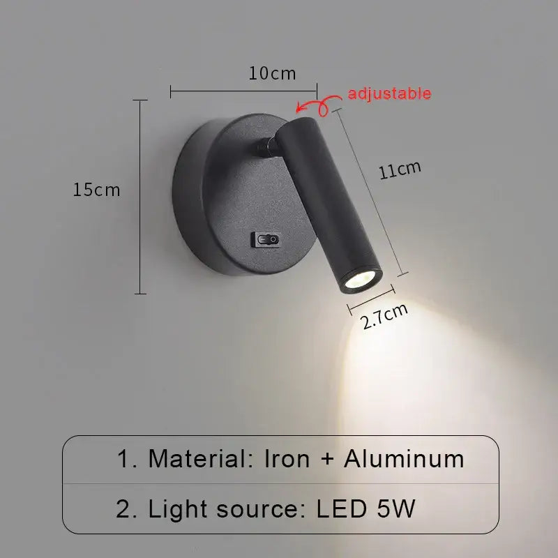 Modern white & black led wall lamp bedroom reading light