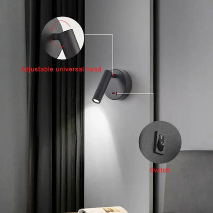 Modern white & black led wall lamp bedroom reading light