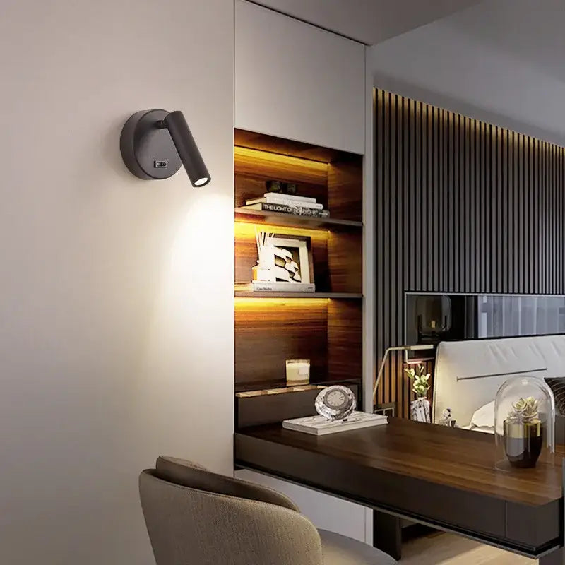 Modern white & black led wall lamp bedroom reading light