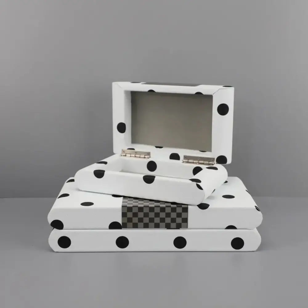 Modern white & black polka dot leather storage box bedroom organizer