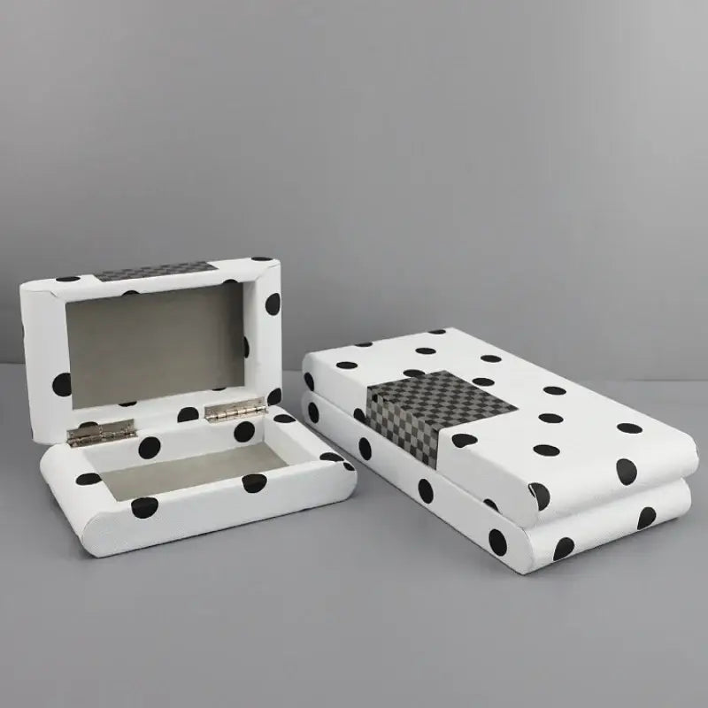Modern white & black polka dot leather storage box bedroom organizer