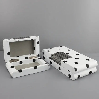 Modern white & black polka dot leather storage box bedroom organizer
