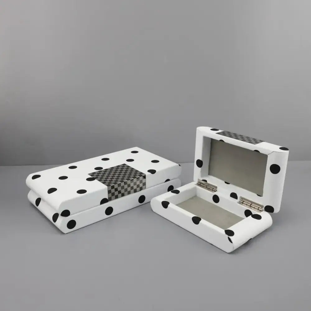 Modern white & black polka dot leather storage box bedroom organizer