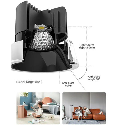 Modern white & black recessed downlight spotlights living room led
