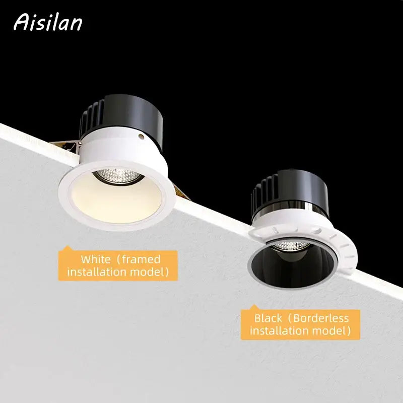 Modern white & black recessed downlight spotlights living room led