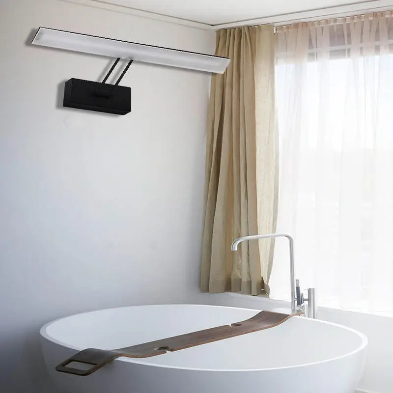 Modern white & black rectangular led wall light warm white bathroom