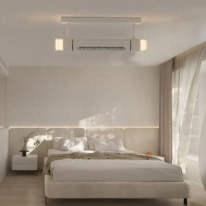 Modern white bladeless ceiling fan with led light for bedroom