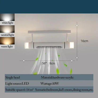 Modern white bladeless ceiling fan with led light for bedroom