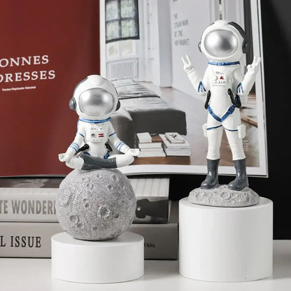 Modern white & blue astronaut resin figurines living room decor