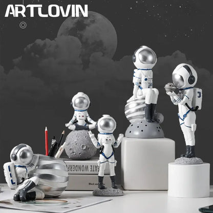 Modern white & blue astronaut resin figurines living room decor