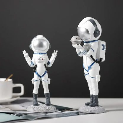 Modern white & blue astronaut resin figurines living room decor