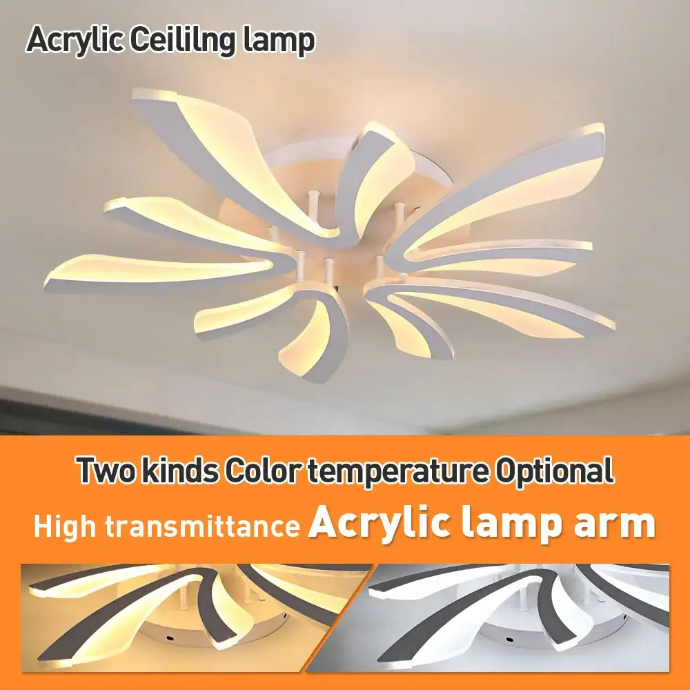 Modern white branch design led ceiling chandelier living room rc dim