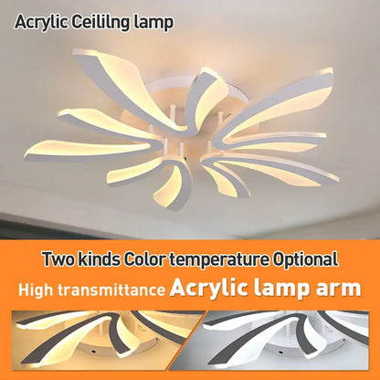 Modern white branch design led ceiling chandelier living room rc dim