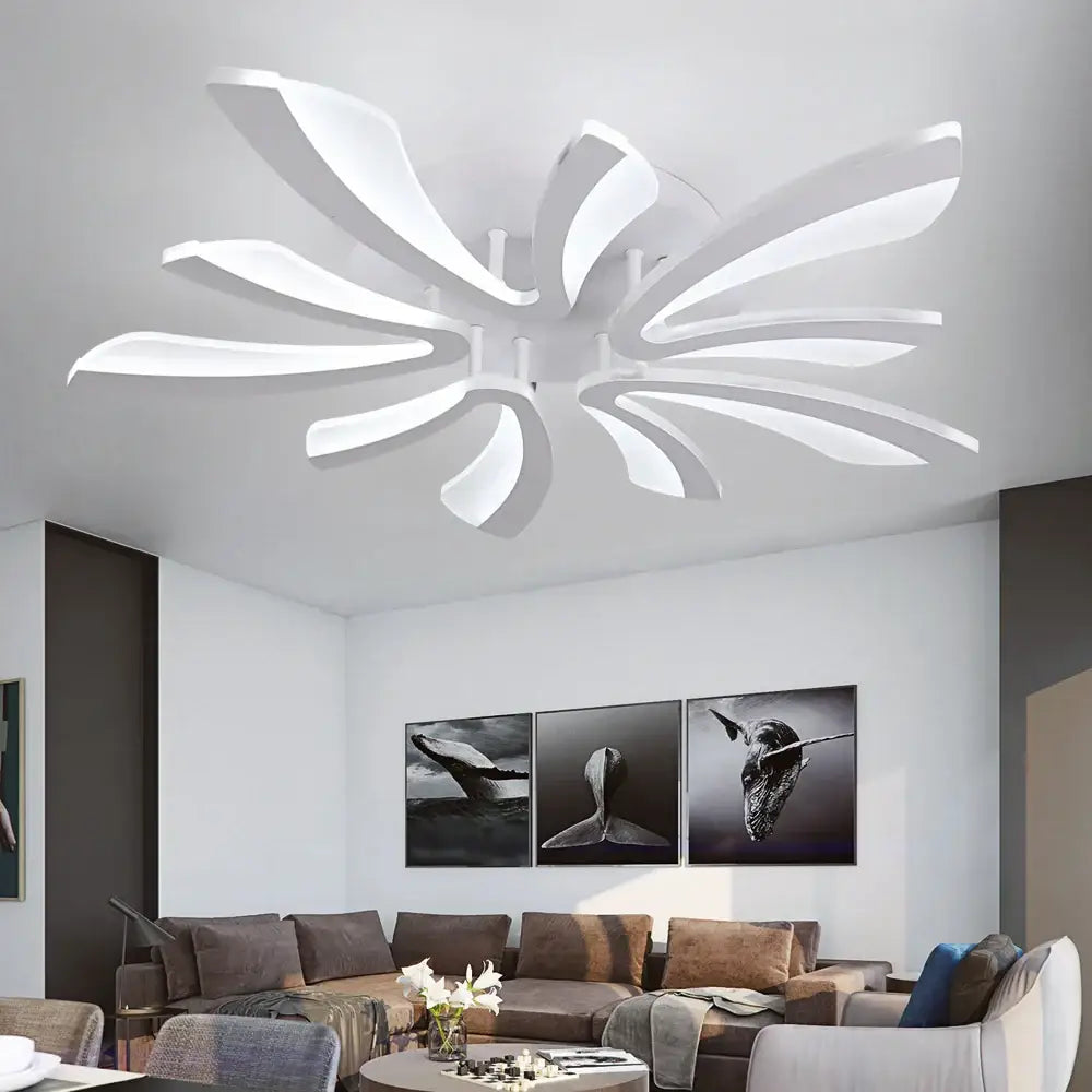 Modern white branch design led ceiling chandelier living room rc dim