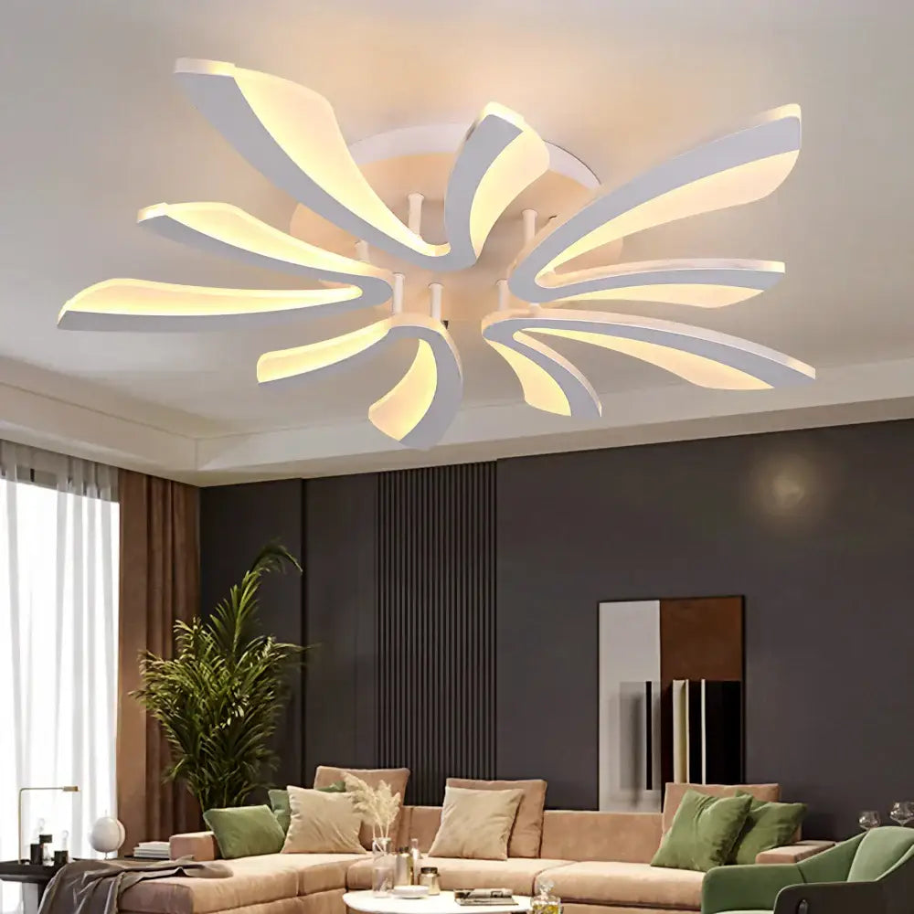 Modern white branch design led ceiling chandelier living room rc dim