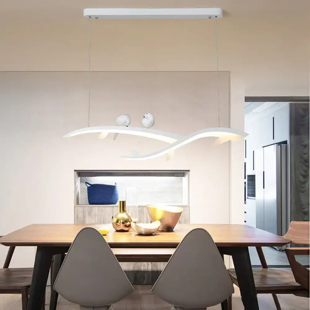 Modern white branch led bird pendant light – dining room warm white