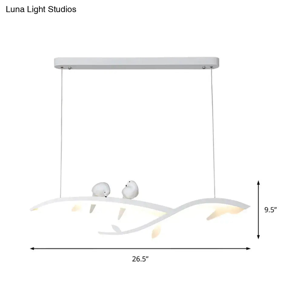 Modern white branch led bird pendant light – dining room warm white