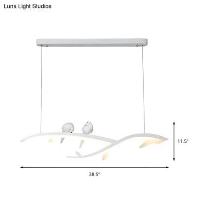 Modern white branch led bird pendant light – dining room warm white