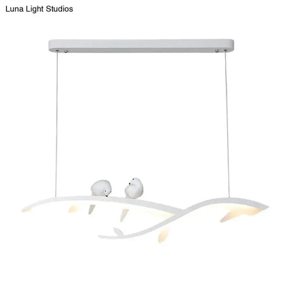 Modern white branch led bird pendant light – dining room warm white