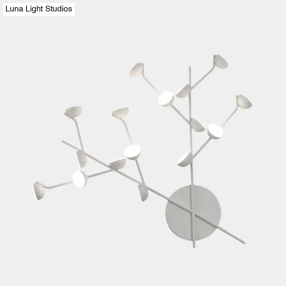 Modern white branch metal wall light sconce living room 16 led bulbs