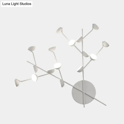 Modern white branch metal wall light sconce living room 16 led bulbs