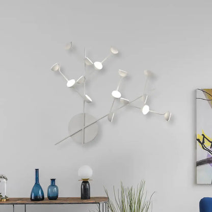 Modern white branch metal wall light sconce living room 16 led bulbs