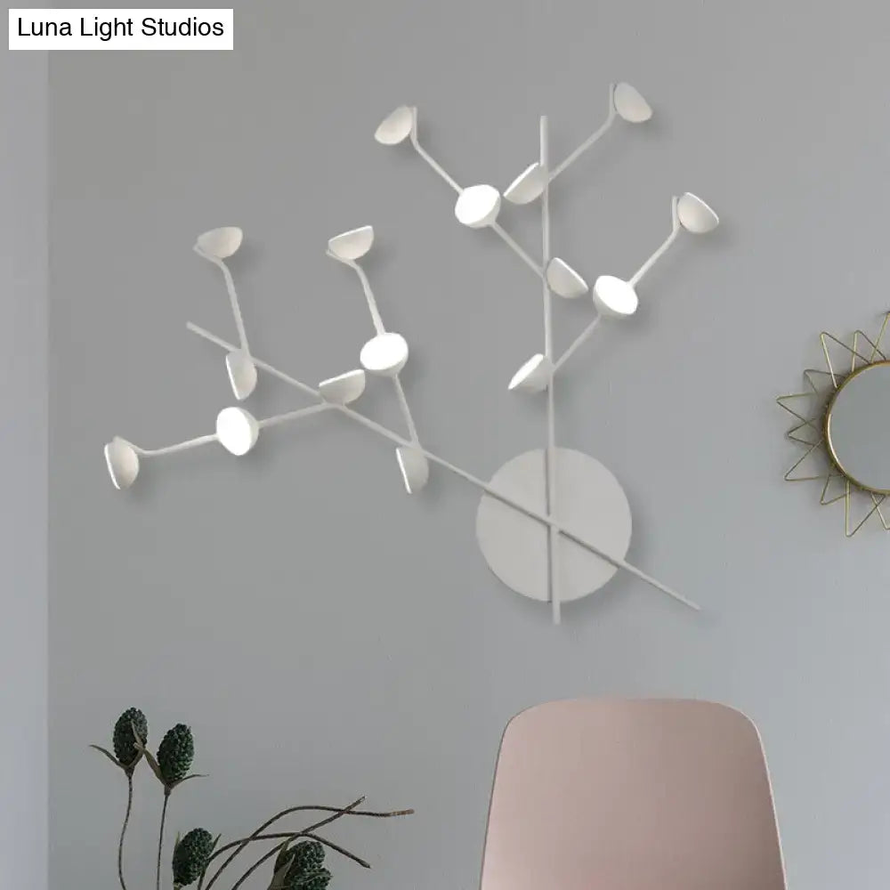 Modern white branch metal wall light sconce living room 16 led bulbs