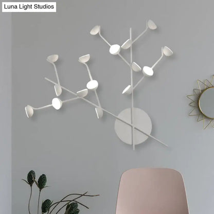 Modern white branch metal wall light sconce living room 16 led bulbs