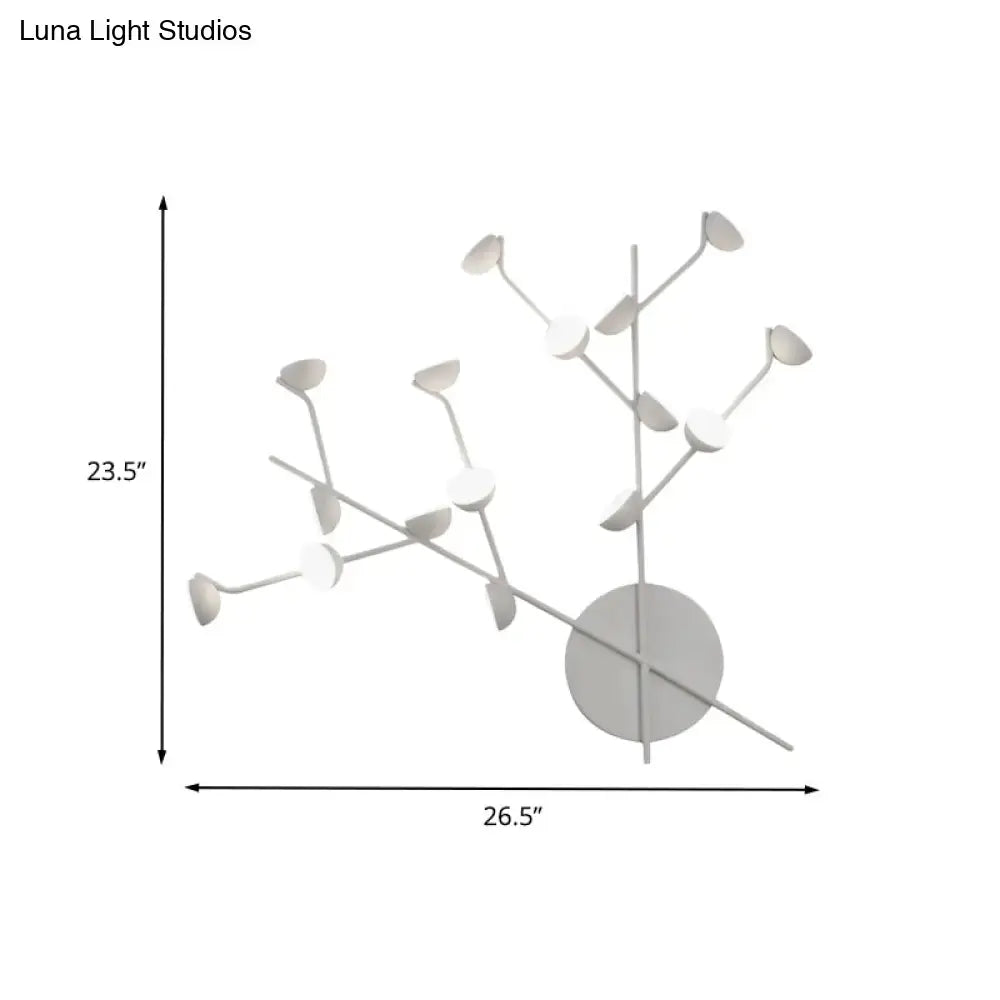 Modern white branch metal wall light sconce living room 16 led bulbs