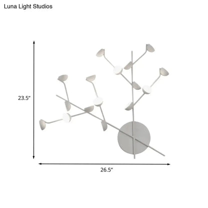 Modern white branch metal wall light sconce living room 16 led bulbs