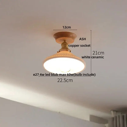 Modern white & brass ceramic led ceiling lamp bedroom lattice light
