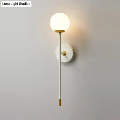 Modern white & brass milk frosted glass wall lamp – bedroom sconce