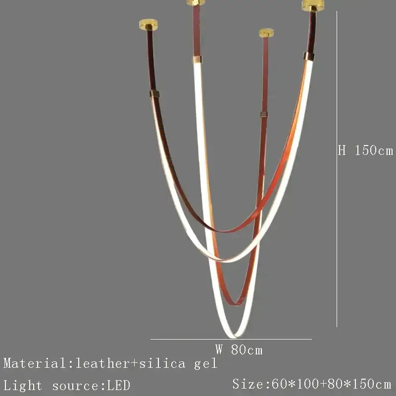 Modern white & brown leather chandelier dining room belt pendant light