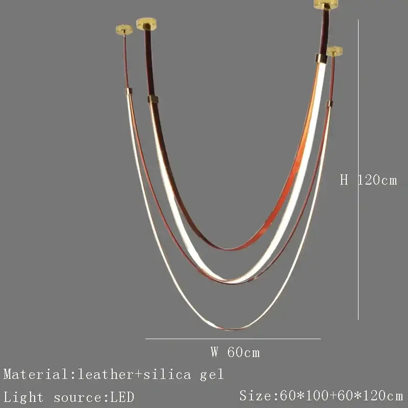 Modern white & brown leather chandelier dining room belt pendant light