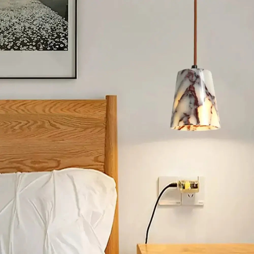 Modern white & brown marble glass pendant lamp dining room