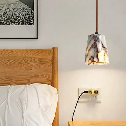 Modern white & brown marble glass pendant lamp dining room