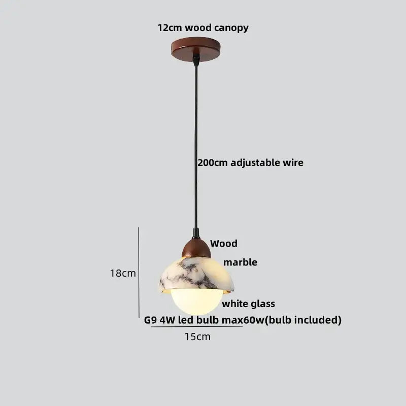 Modern white & brown marble glass pendant lamp dining room