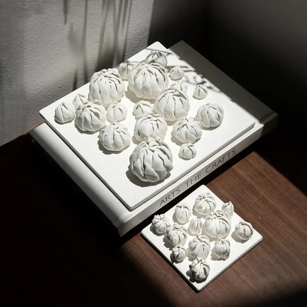 Modern white bud ceramic wall décor pendant bedroom sculptural art
