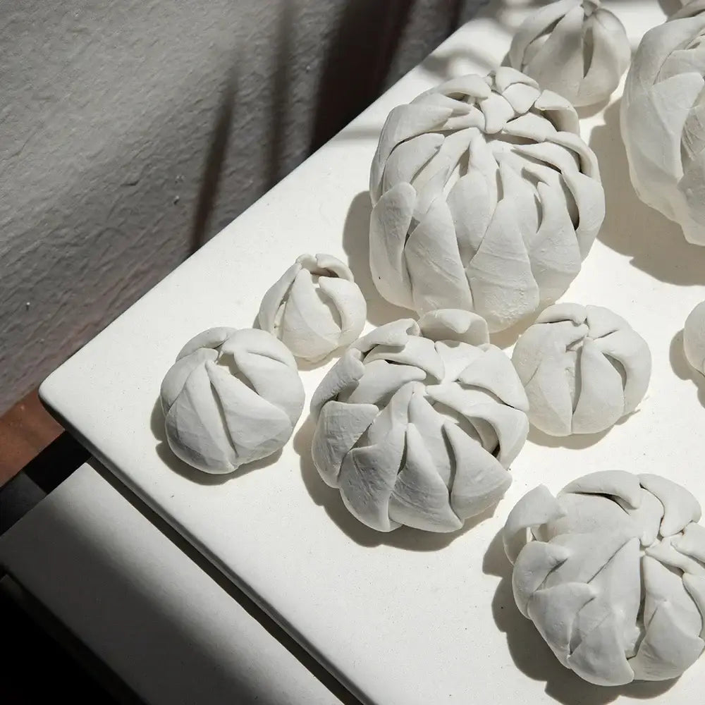 Modern white bud ceramic wall décor pendant bedroom sculptural art