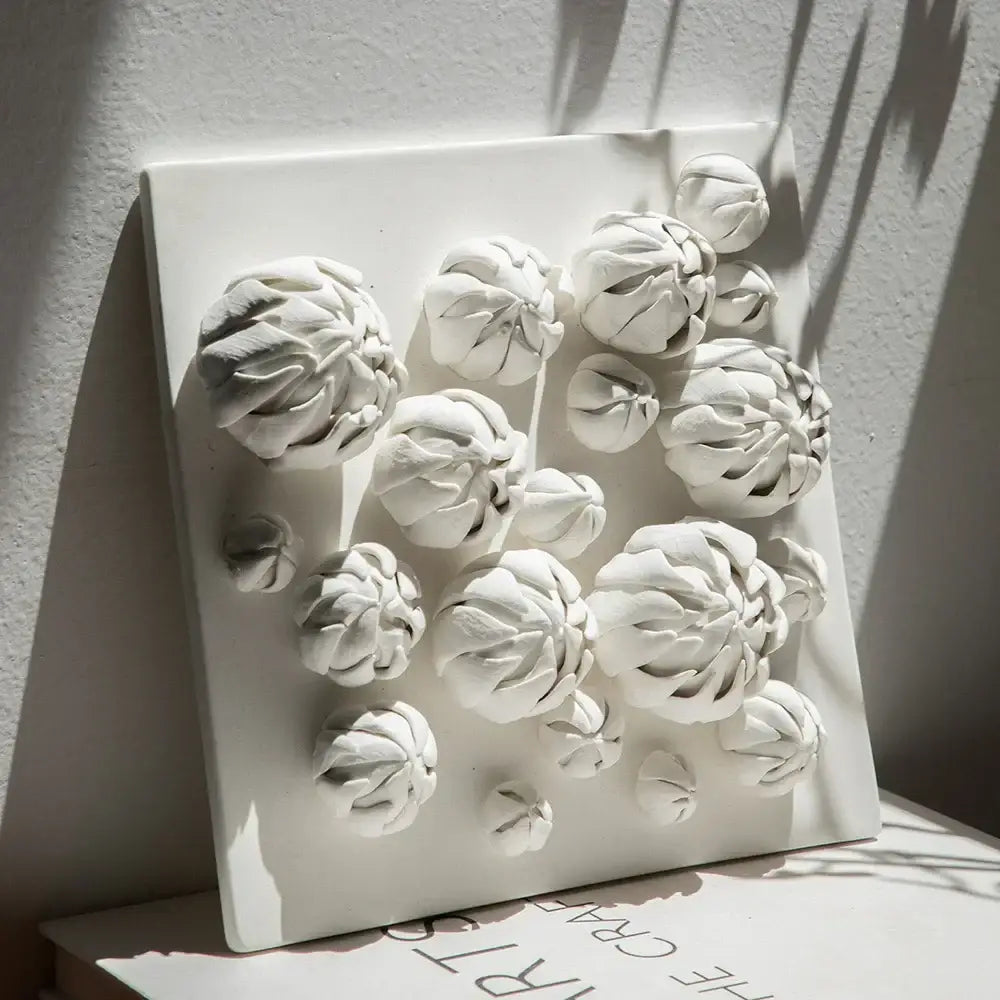 Modern white bud ceramic wall décor pendant bedroom sculptural art