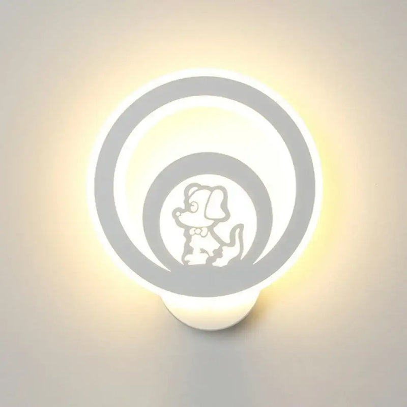 Modern white cartoon dog led wall light fixture 110v-120v bedroom
