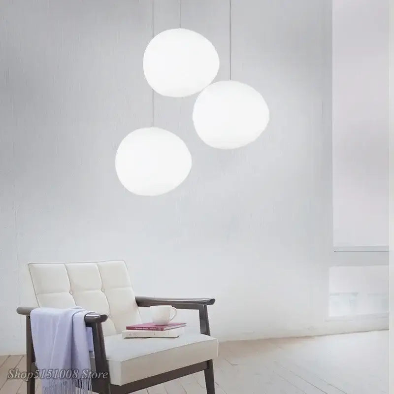 Modern white cascading glass pendant light for dining room