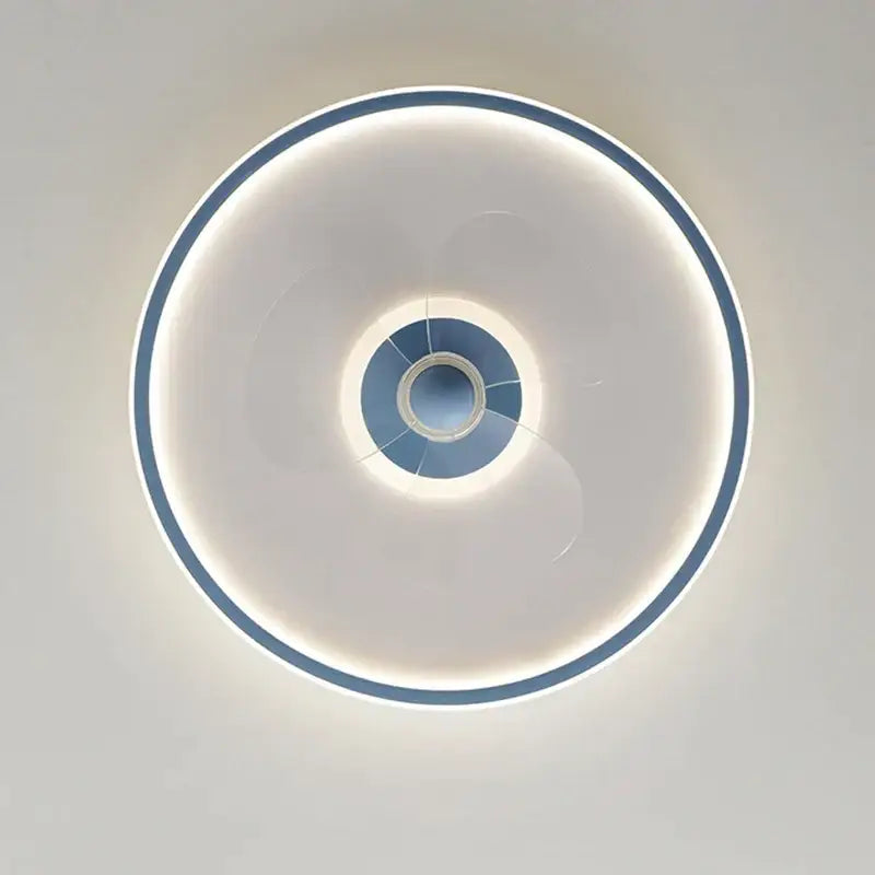 Modern white ceiling fan with led light and transparent blades bedroom