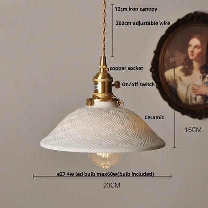 Modern white ceramic and wood pendant light dining room tassel decor