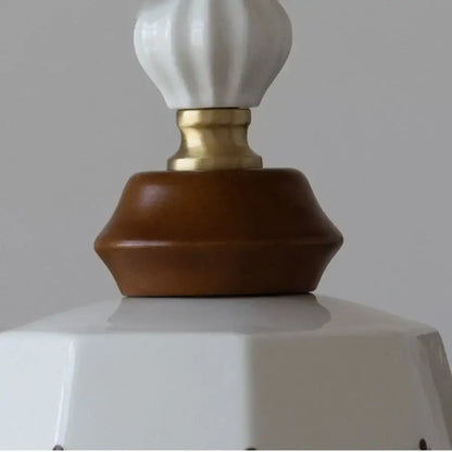 Modern white ceramic and wood pendant light dining room tassel decor