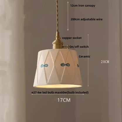Modern white ceramic and wood pendant light dining room tassel decor