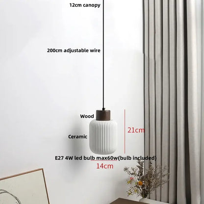 Modern white ceramic and wood pendant light fixture kitchen decor